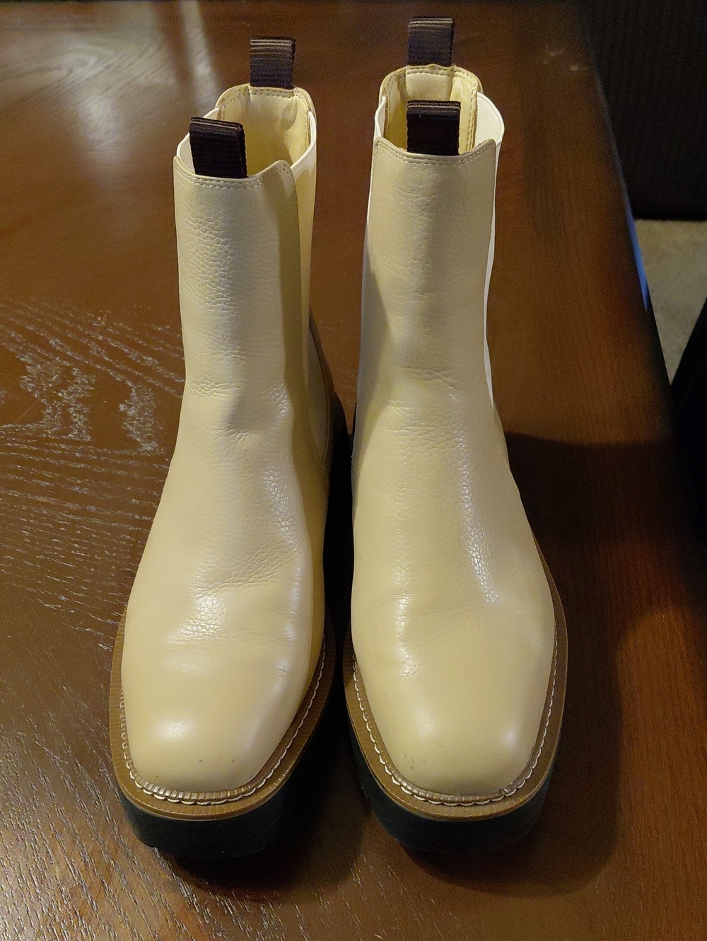 Sam Edelman Cream Leather Laguna Combat Boots.
